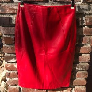 Red faux leather pencil skirt, Zara